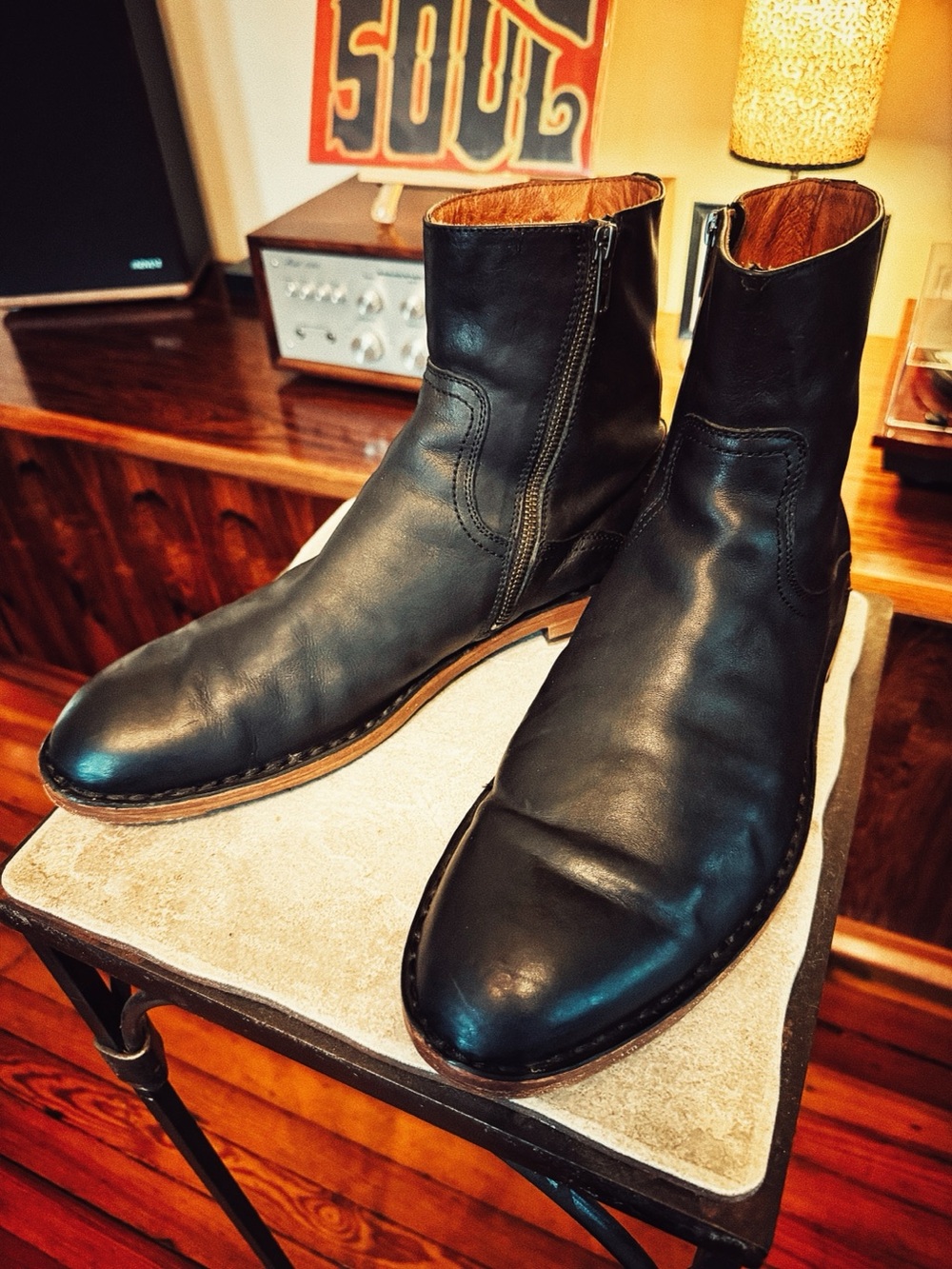 Frye Black Leather Side-Zip Men's Chelsea Boots US 10.5